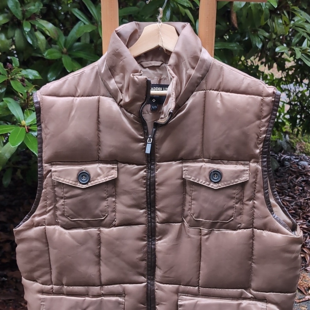 Puffy Quilted Steve Madden Brown Quilted Vest w/ Pockets